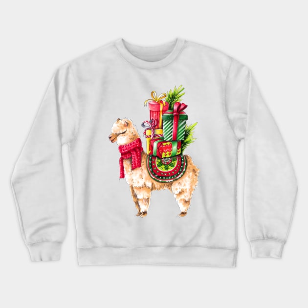 Christmas Llama Crewneck Sweatshirt by artisjourney